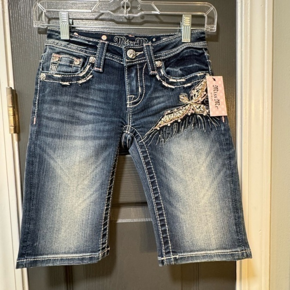 Miss Me Girls Bermuda Shorts SZ 10 NWT RHINESTONES